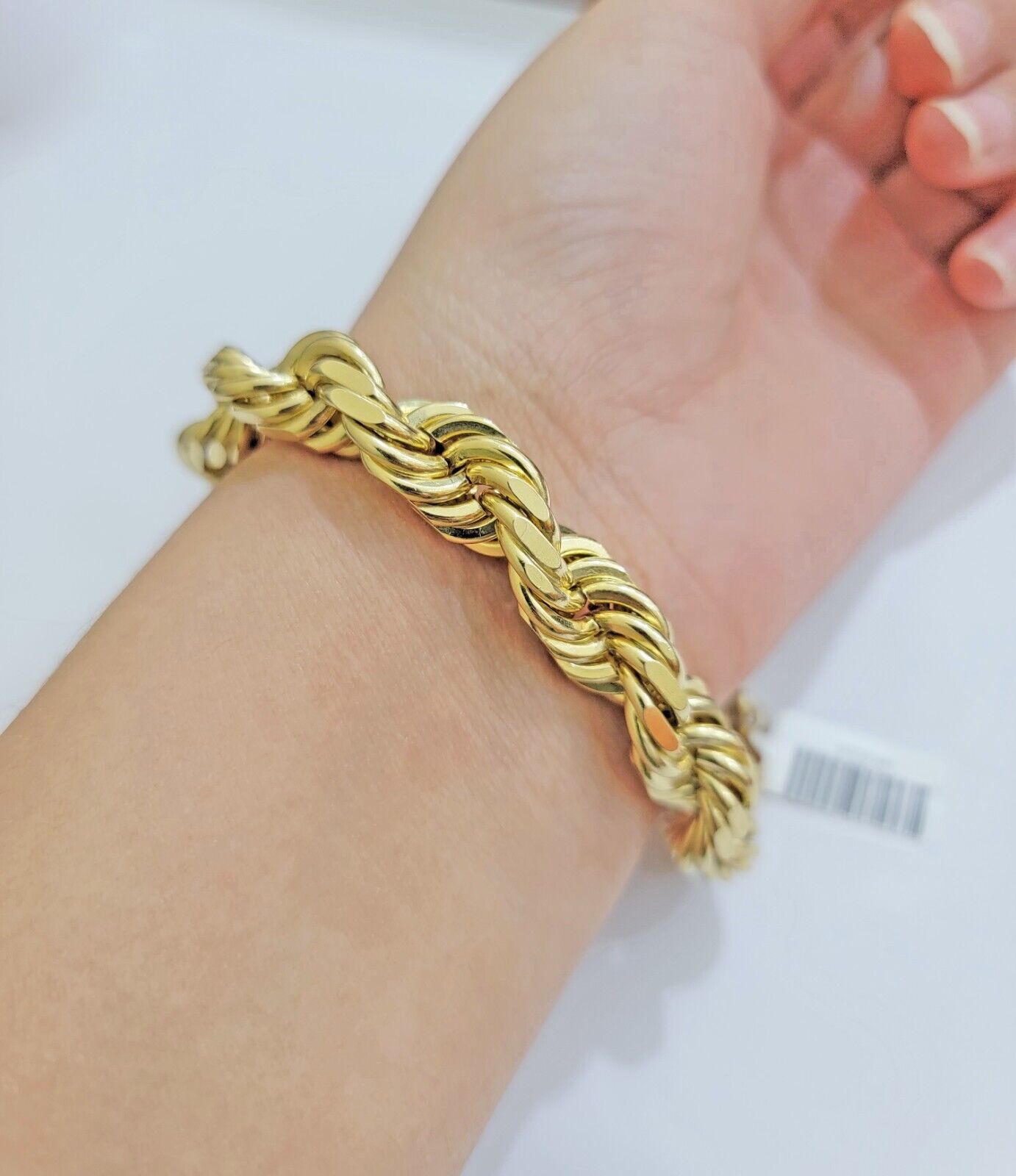 10mm Rope Bracelet 8 Inch Mens Solid 10k Yellow Gold With Diamond cuts REAL 10KT - Reva Jeweler