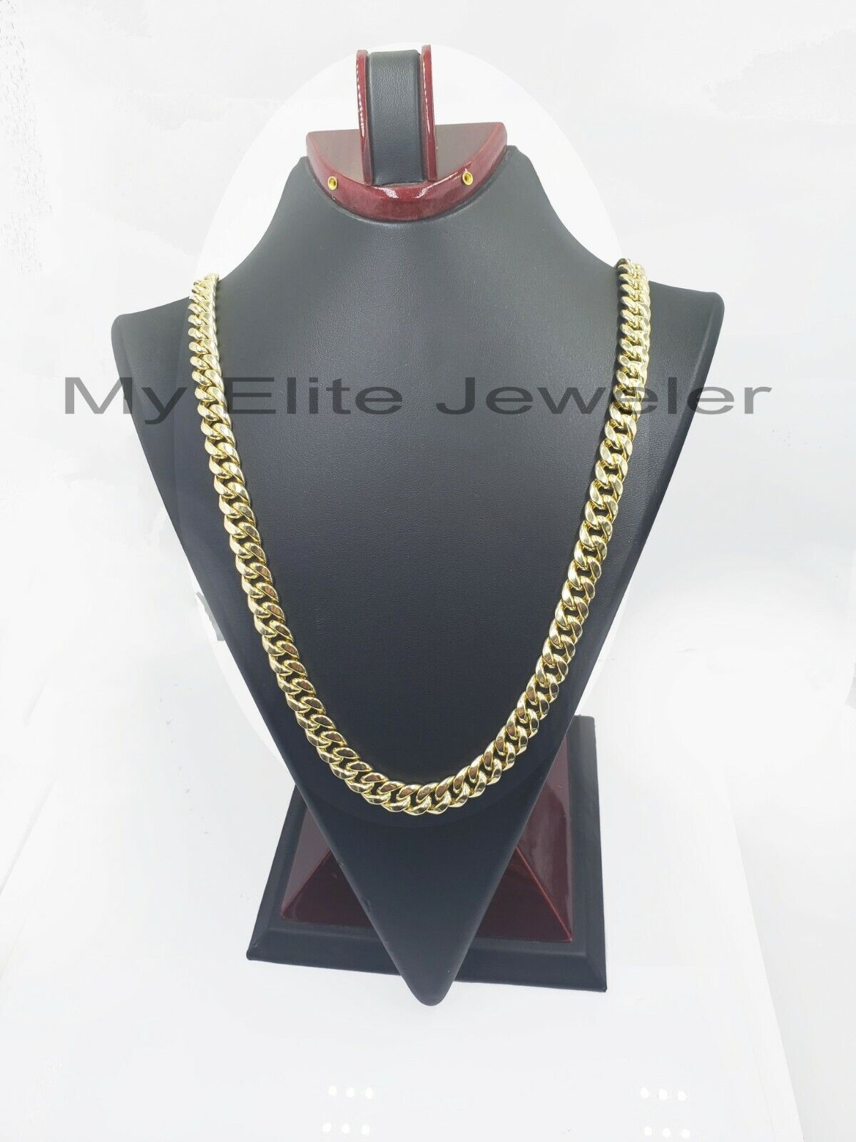 11mm 10k Yellow Gold Chain Necklace Miami Cuban Link 22" Inch Box lock REAL 10K - Reva Jeweler