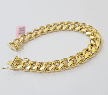 11mm 14k Gold Bracelet Miami Cuban Link 7" - 10 Inch Mens Real 14kt Yellow Gold - Reva Jeweler
