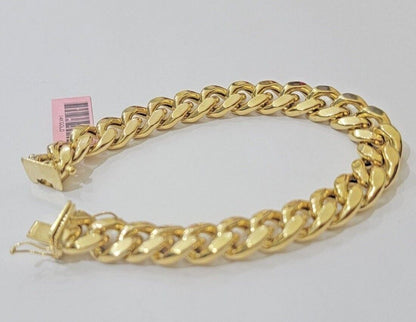 11mm 14k Gold Bracelet Miami Cuban Link 7" - 10 Inch Mens Real 14kt Yellow Gold - Reva Jeweler