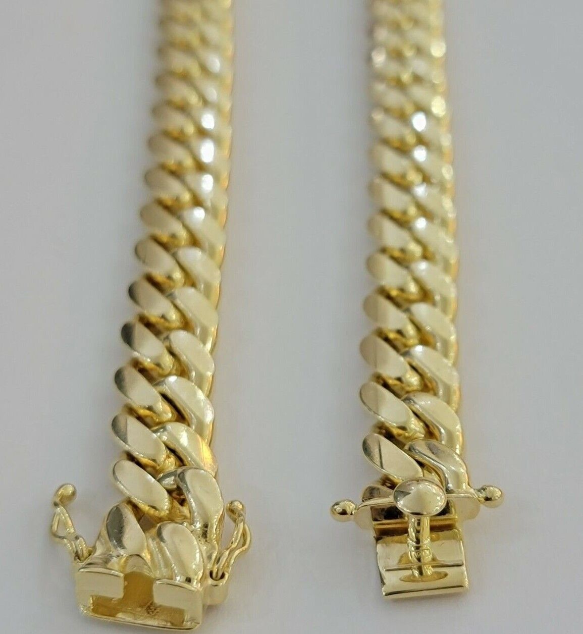 11mm Cuban Solid Link Chain Mens Necklace 10k Yellow Gold 22" Thick Heavy, SALE - Reva Jeweler