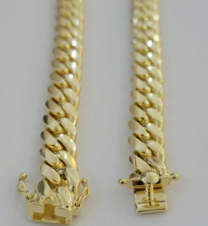 11mm Cuban Solid Link Chain Mens Necklace 10k Yellow Gold 22" Thick Heavy, SALE - Reva Jeweler