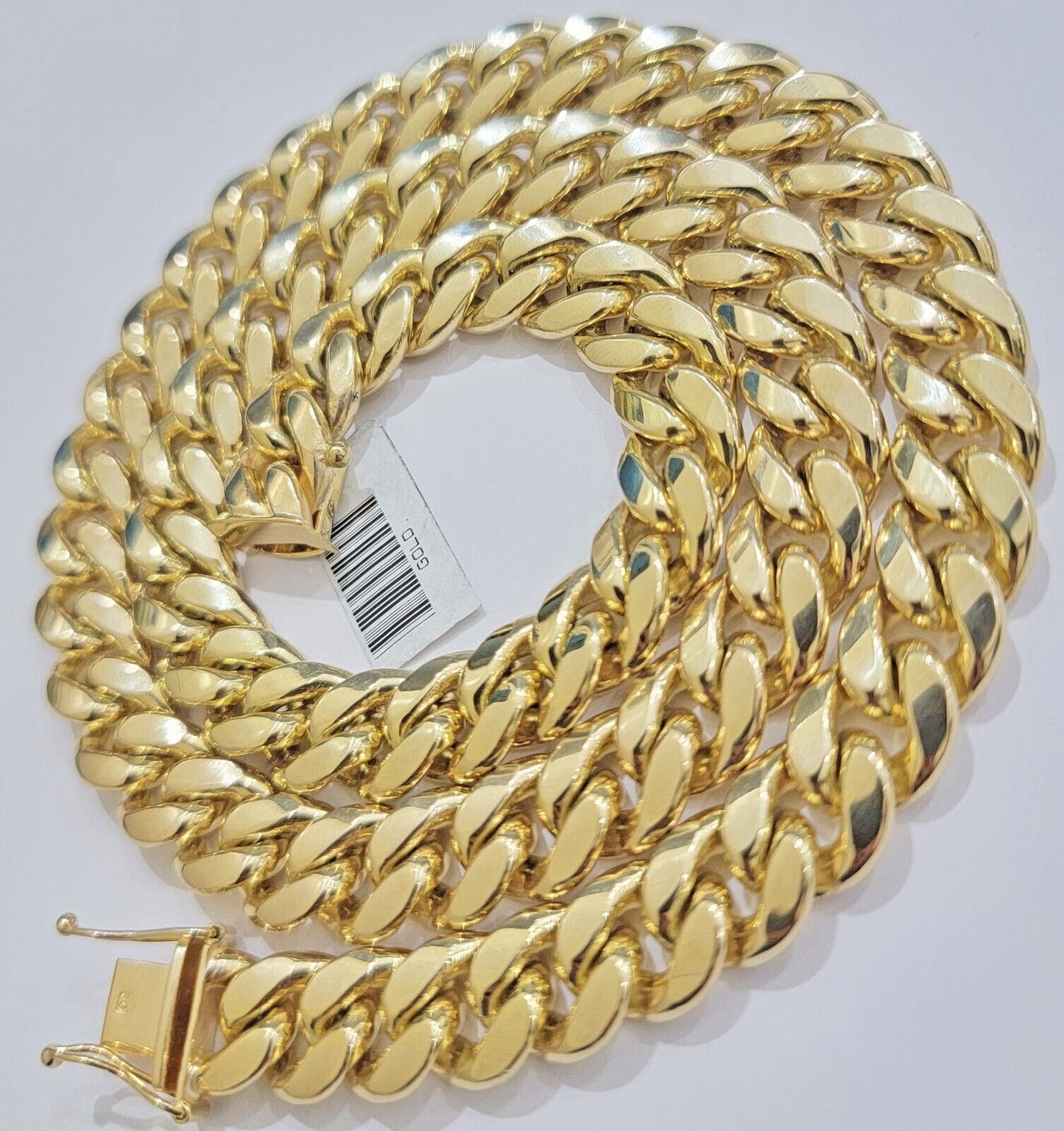 11mm Cuban Solid Link Chain Mens Necklace 10k Yellow Gold 22" Thick Heavy, SALE - Reva Jeweler