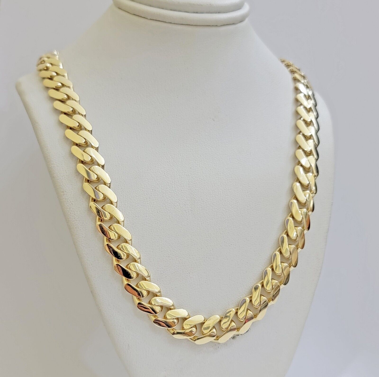11mm Miami Cuban Royal Link Chain Necklace Box Lock Real 14K Yellow Gold On Sale - Reva Jeweler