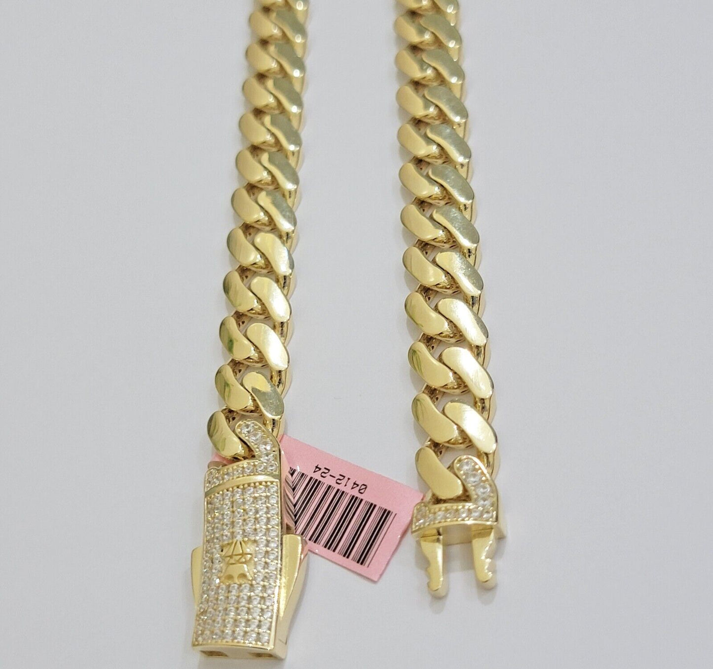 11mm Miami Cuban Royal Link Chain Necklace Box Lock Real 14K Yellow Gold On Sale - Reva Jeweler