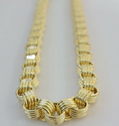 12.5mm Byzantine Box chain Necklace 26 Inch Real 10k Yellow Gold Men's , Thick - Reva Jeweler