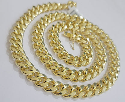 12mm Cuban Link Chain 10k Yellow Gold Mens Necklace 26" Box Clasp Real 10KT SALE - Reva Jeweler