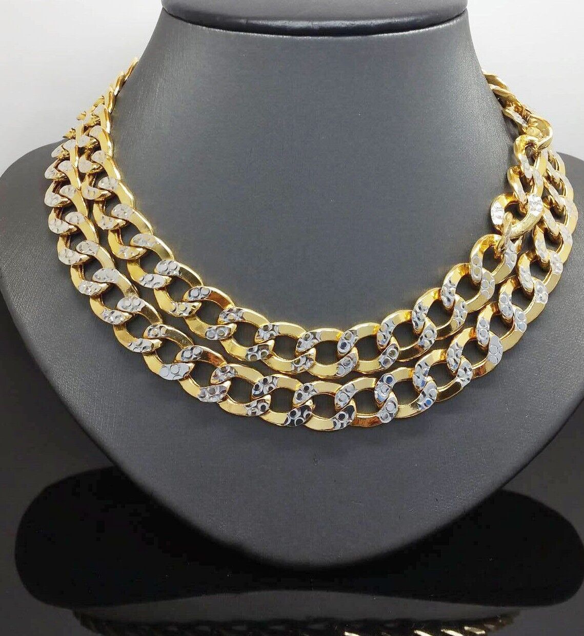 12MM Real Gold Mens Necklace Cuban Link 20 - 30" Diamond Cut 10k Yellow Gold Chain - Reva Jeweler