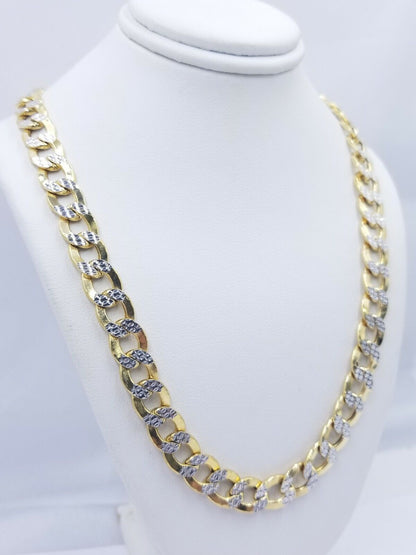 12MM Real Gold Mens Necklace Cuban Link 20 - 30" Diamond Cut 10k Yellow Gold Chain - Reva Jeweler