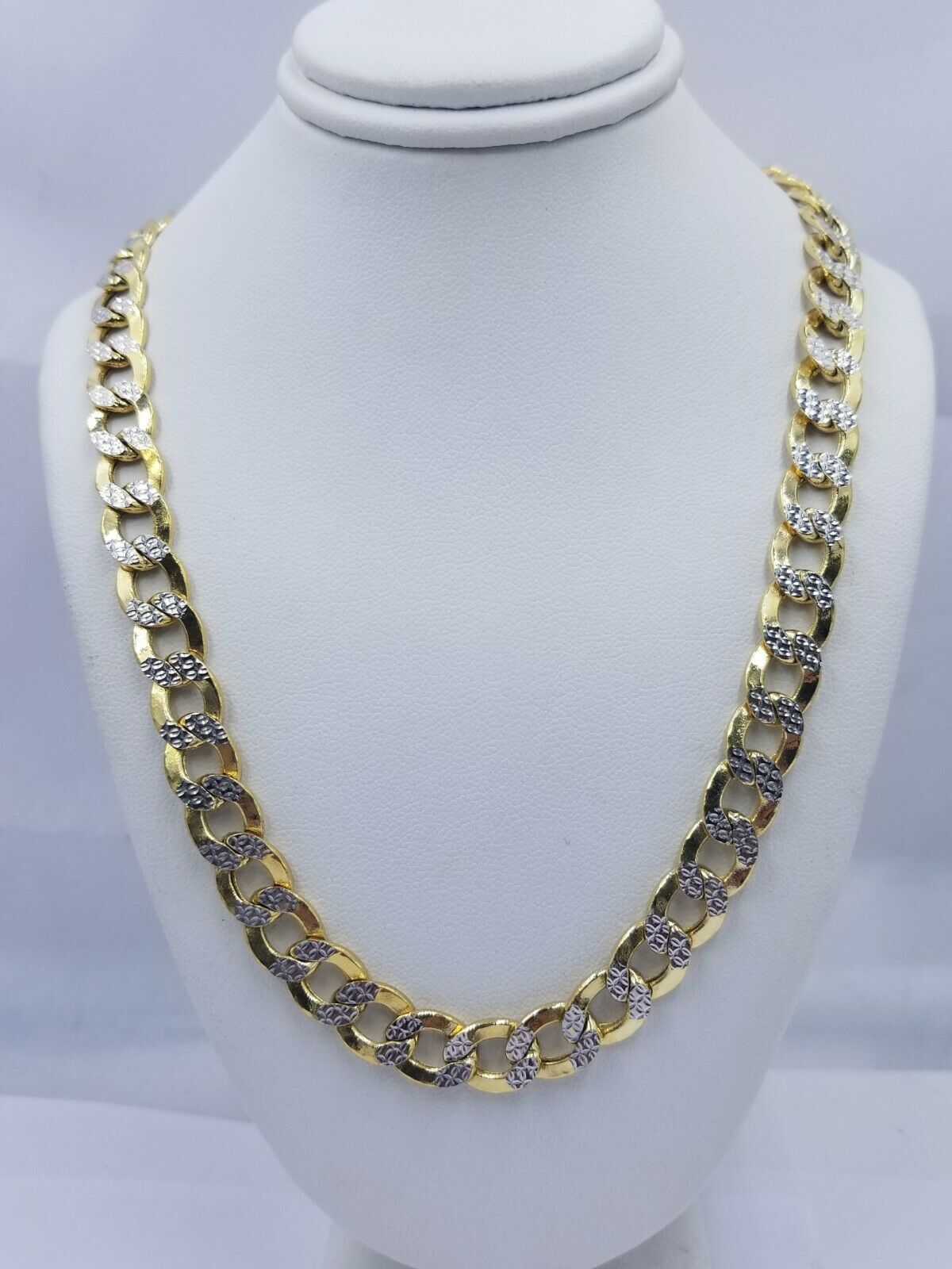 12MM Real Gold Mens Necklace Cuban Link 26" Diamond Cut 10k Yellow Gold Chain - Reva Jeweler