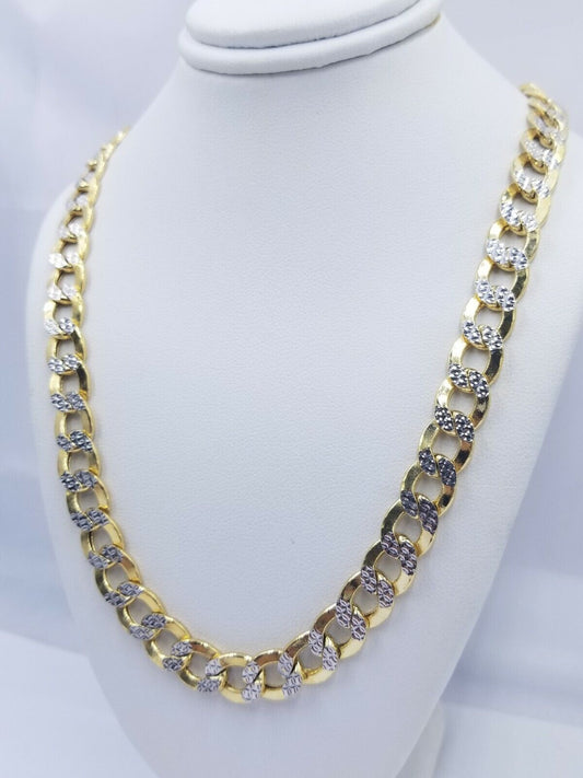 12MM Real Gold Mens Necklace Cuban Link 30" Diamond Cut 10k Yellow Gold Chain - Reva Jeweler