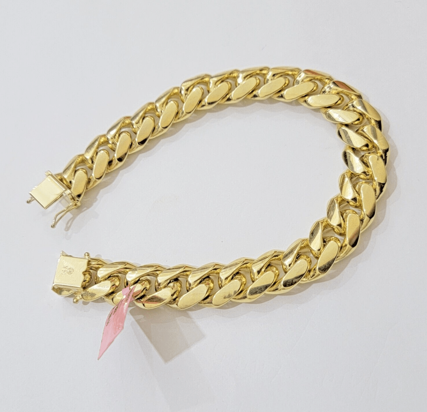 13mm 14k Gold Bracelet Mens 9 Inch Solid 14kt Yellow Gold Miami Cuban Link REAL - Reva Jeweler