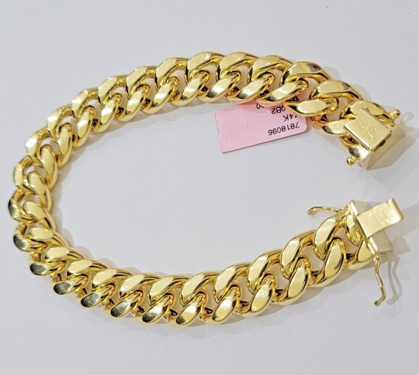 13mm 14k Gold Bracelet Miami Cuban Link 7.5" - 10 Inch Mens Real 14kt Yellow Gold - Reva Jeweler