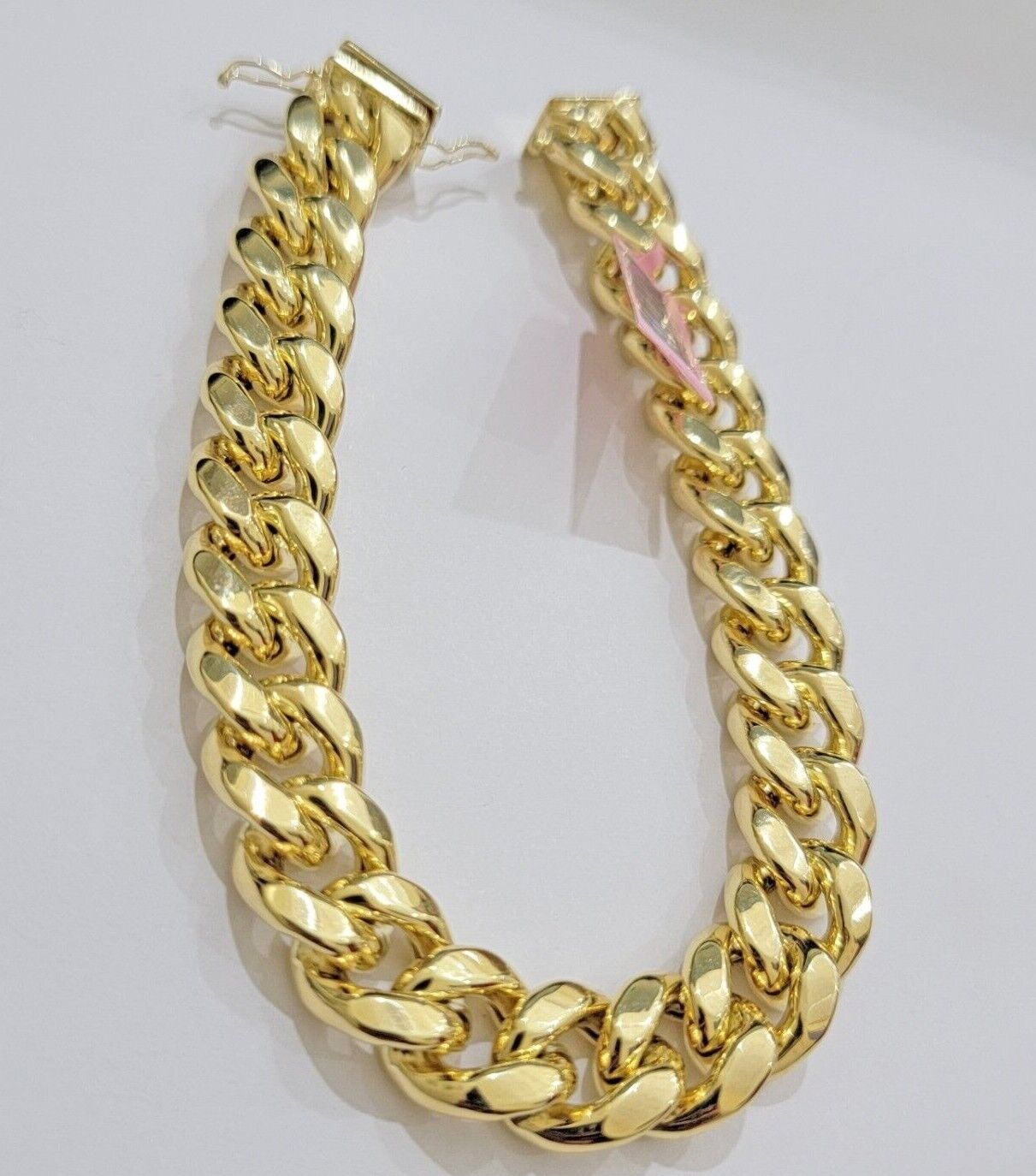 13mm 14k Gold Bracelet Miami Cuban Link 7.5" - 10 Inch Mens Real 14kt Yellow Gold - Reva Jeweler