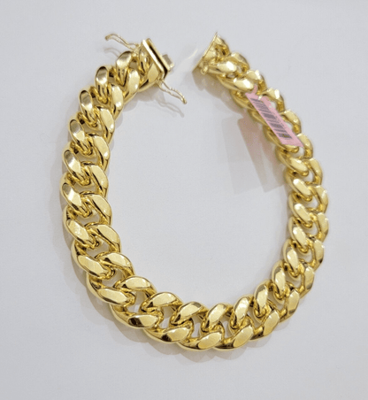 13mm 14k Yellow Gold Bracelet 7.5 Inch Miami Cuban Link Box Clasp Mens REAL 14kt - Reva Jeweler