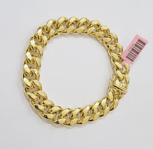 13mm 14k Yellow Gold Bracelet 8 Inch Miami Cuban Link Box Clasp Men's REAL 14kt - Reva Jeweler