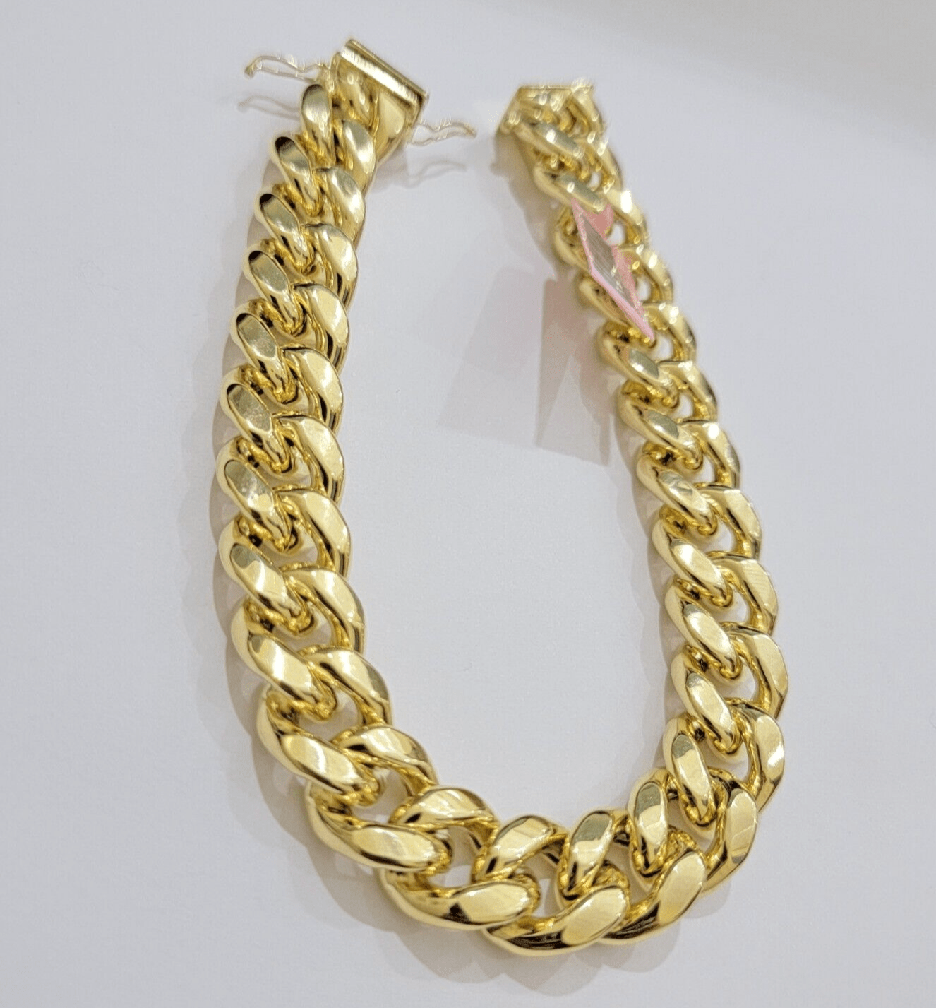 13mm 14k Yellow Gold Bracelet 9 Inch Miami Cuban Link Box Clasp Men's REAL 14kt - Reva Jeweler