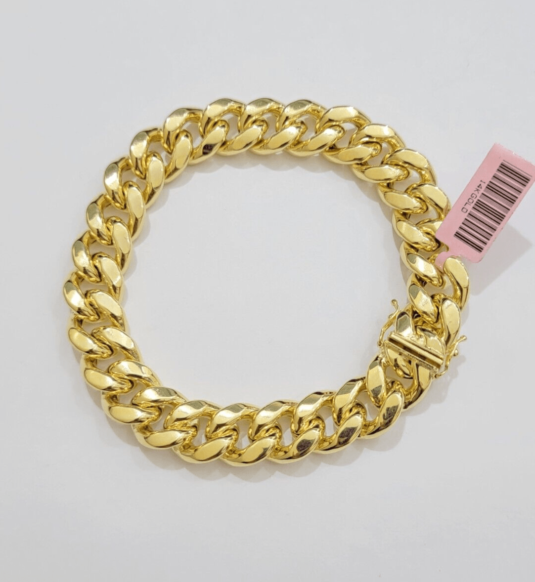 13mm 14k Yellow Gold Bracelet 9 Inch Miami Cuban Link Box Clasp Men's REAL 14kt - Reva Jeweler