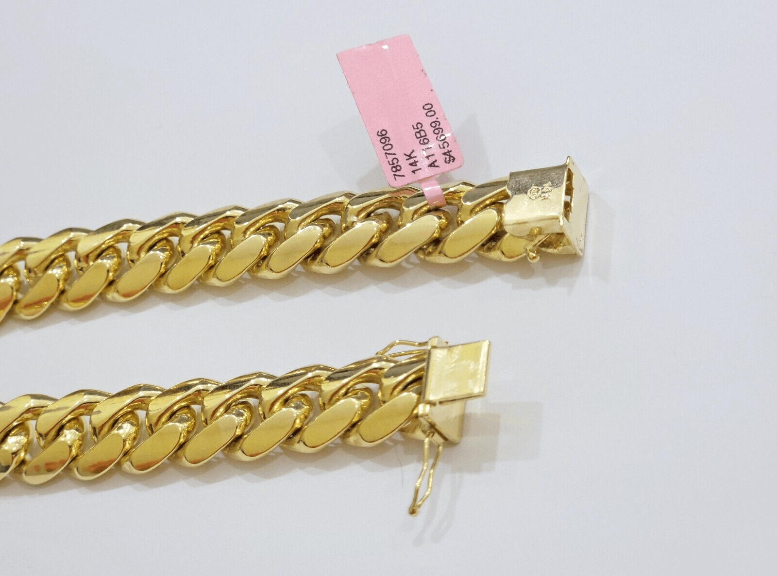 13mm Solid 14k Yellow Gold bracelet Miami Cuban Link 8 Inch Mens REAL 14kt HEAVY - Reva Jeweler