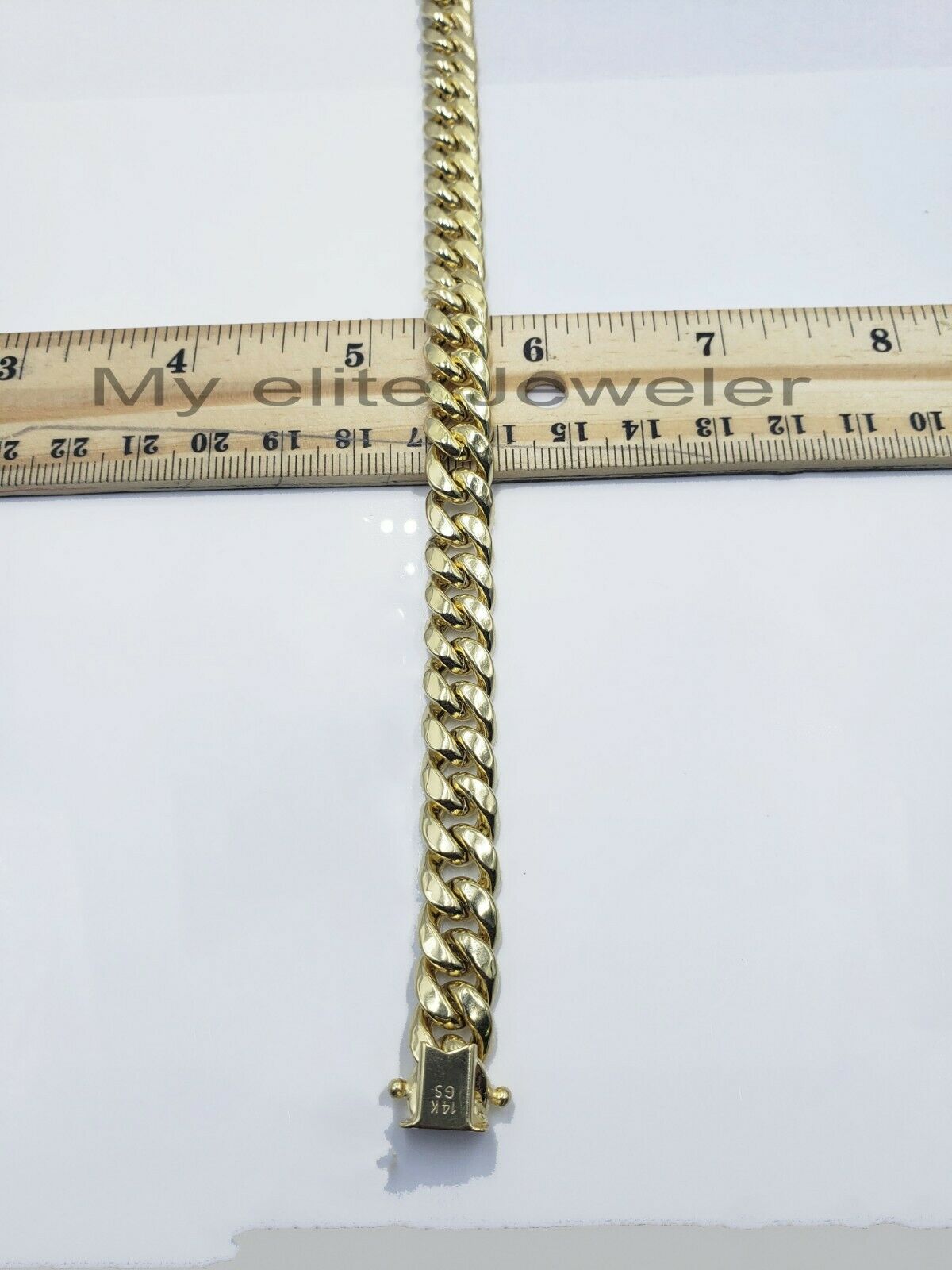 14k 10mm Mens Chain Miami Cuban Link Necklace 22" REAL 14KT Yellow Gold Box lock - Reva Jeweler