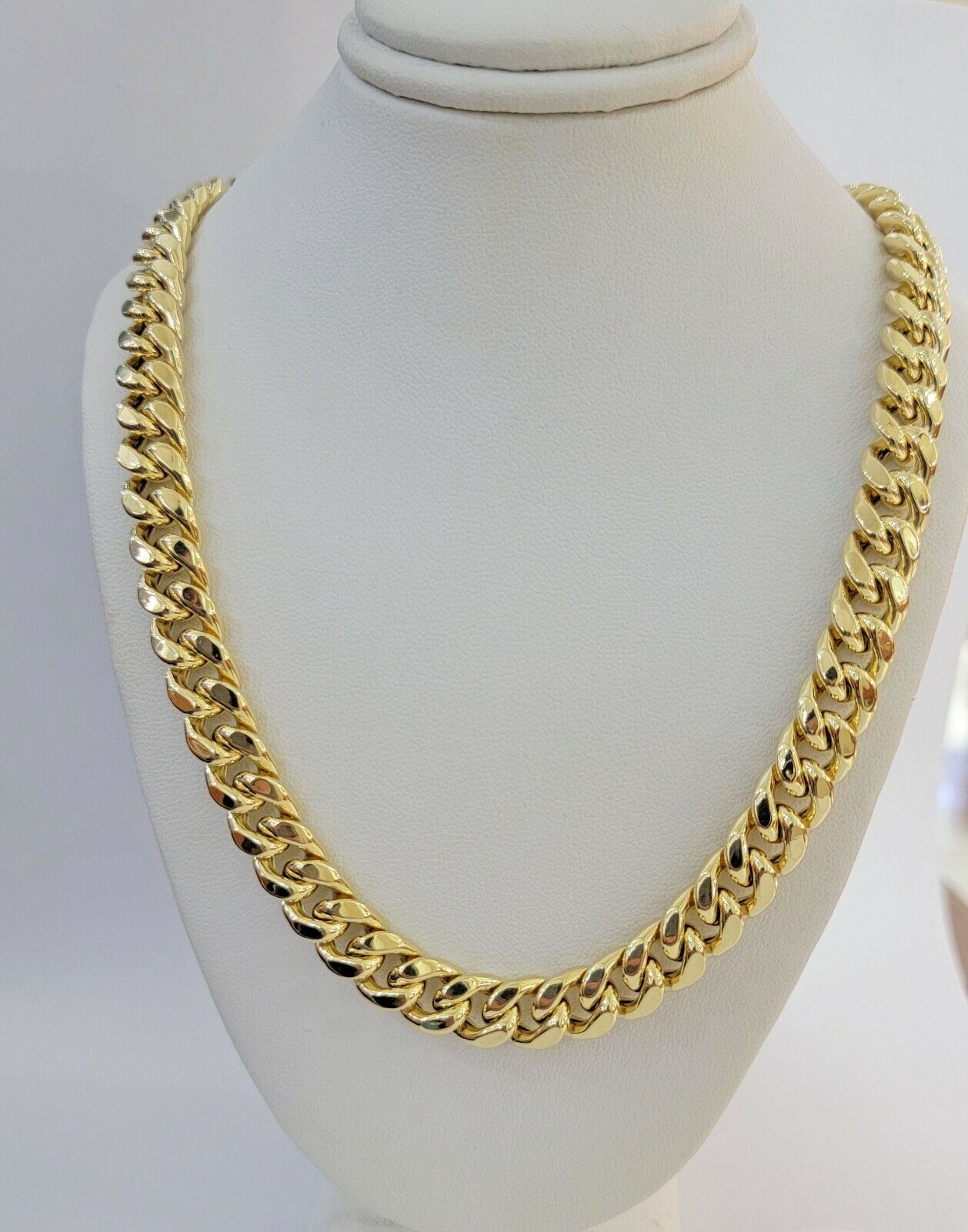 14k 11mm Mens Necklace Chain Miami Cuban Link 24" Inch REAL 14KT Real Gold Sale - Reva Jeweler