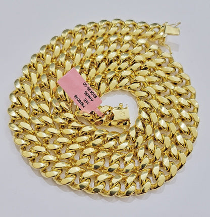 14k 11mm Mens Necklace Chain Miami Cuban Link 26" Inch REAL 14KT Real Gold Sale - Reva Jeweler