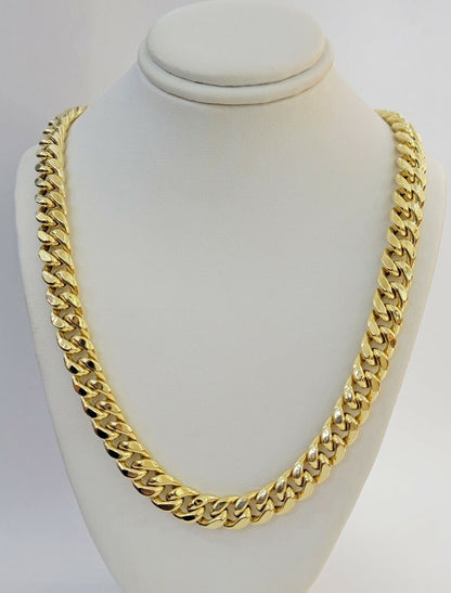 14k 11mm Mens Necklace Chain Miami Cuban Link 26" Inch REAL 14KT Real Gold Sale - Reva Jeweler