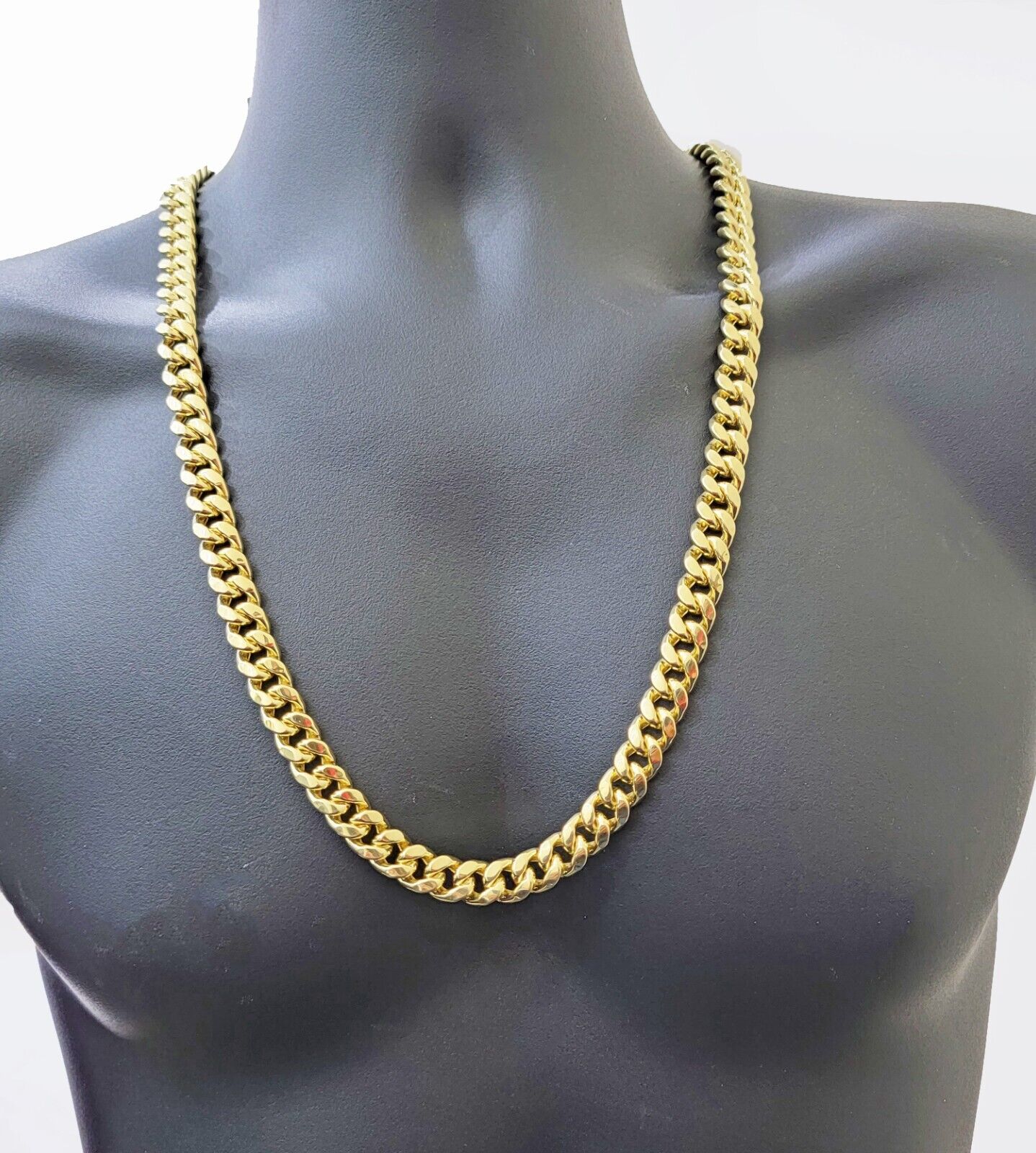 14k 11mm Mens Necklace Chain Miami Cuban Link 28" Inch REAL 14KT Real Gold Sale - Reva Jeweler