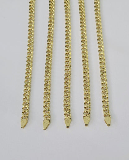 14k 5mm Miami Cuban Link Chain Yellow Gold Necklace 20"-30" Inches Real