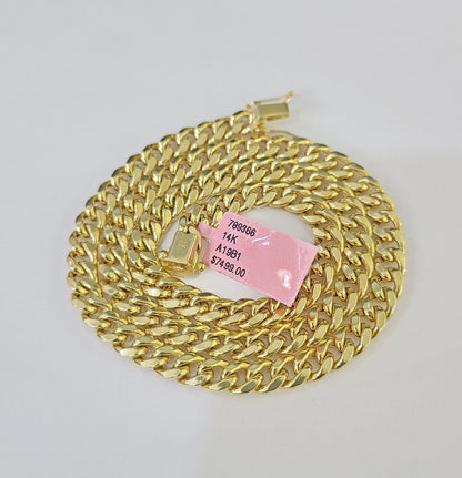 14k 6mm Miami Cuban Link Chain Yellow Gold Necklace 18"-26" Inches Real