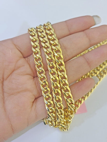 14k 6mm Miami Cuban Link Chain Yellow Gold Necklace 18"-26" Inches Real