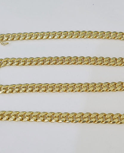 14k 6mm Miami Cuban Link Chain Yellow Gold Necklace 18"-26" Inches Real