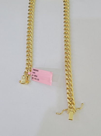 14k 6mm Miami Cuban Link Chain Yellow Gold Necklace 18"-26" Inches Real
