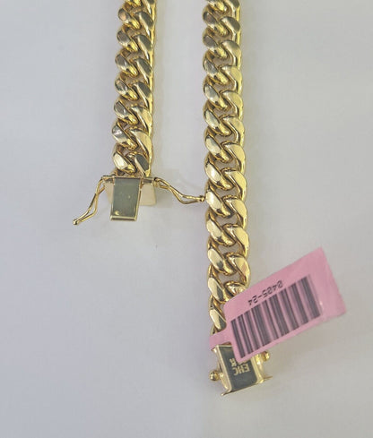 14k 8mm Miami Cuban Link Chain Yellow Gold Necklace 20" - 30" Inches Real - GoldenlinQ