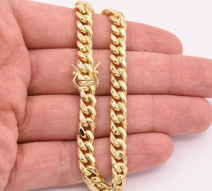 14k Bracelet Miami Cuban Link 7mm 7.5" Inch Real 14kt Yellow Gold Men Women - Reva Jeweler