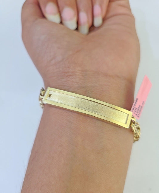 14k Chino ID Bracelet Yellow Gold Size 8" Inches Box Lock Real 14kt - GoldenlinQ