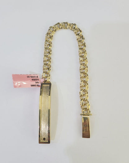 14k Chino ID Bracelet Yellow Gold Size 8" Inches Box Lock Real 14kt - GoldenlinQ