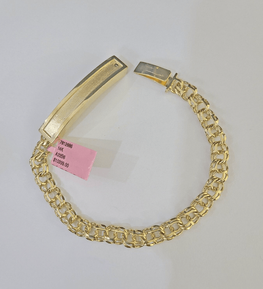 14k Chino ID Bracelet Yellow Gold Size 8" Inches Box Lock Real 14kt - GoldenlinQ