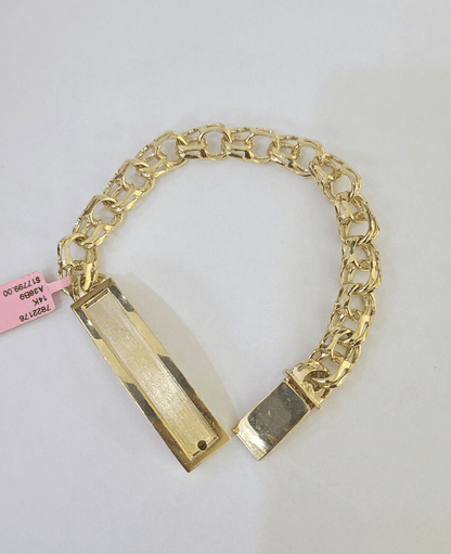 14k Chino ID Bracelet Yellow Gold Size 8.5" Inches Box Lock Real 14kt - GoldenlinQ