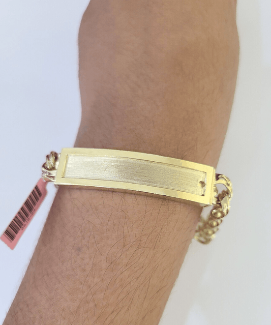 14k Chino ID Bracelet Yellow Gold Size 8.5" Inches Box Lock Real 14kt - GoldenlinQ