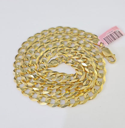 14k Cuban Curb Link chain Solid Yellow Gold Necklace 18"-26" Inch Real