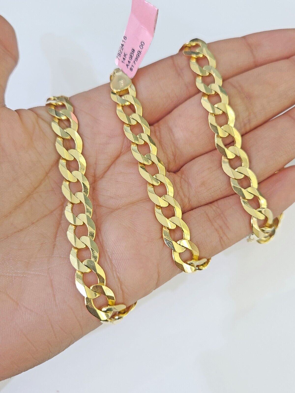 14k Cuban Curb Link chain Solid Yellow Gold Necklace 9mm 18"-26" Inch Real