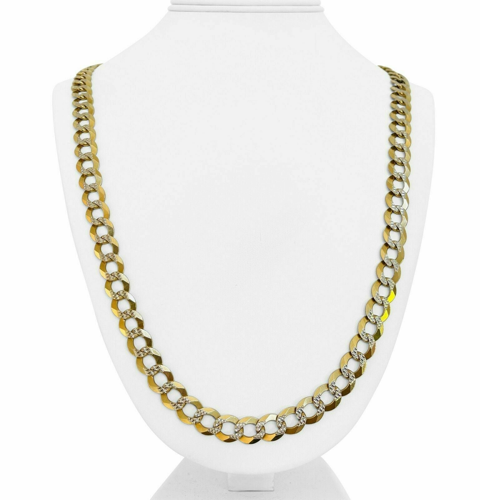 14K Diamond Cut Cuban Curb Link Necklace Chain 8mm 20" - 30" REAL 14K SOLID GOLD - Reva Jeweler