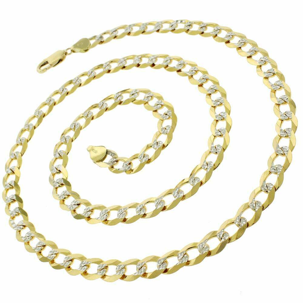 14K Diamond Cut Cuban Curb Link Necklace Chain 8mm 20" - 30" REAL 14K SOLID GOLD - Reva Jeweler