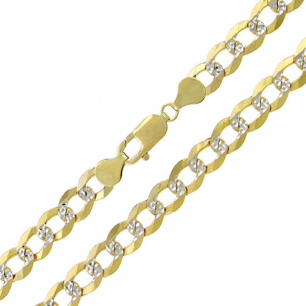 14K Diamond Cut Cuban Curb Link Necklace Chain 8mm 20" - 30" REAL 14K SOLID GOLD - Reva Jeweler
