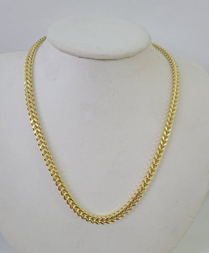 14K Franco Chain Necklace 4mm 26 Inch Real 14KT Men Women Yellow Gold