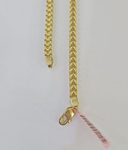 14K Franco Chain Necklace 4mm 26 Inch Real 14KT Men Women Yellow Gold