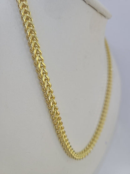 14K Franco Chain Necklace 4mm 26 Inch Real 14KT Men Women Yellow Gold
