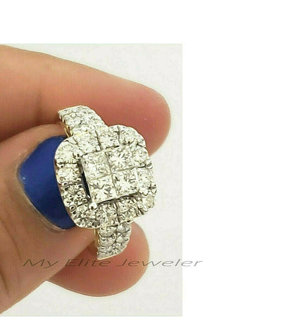 14k Gold 2CT Princess Cut VS Diamond Ladies Ring Bridal set Include Band Round 7 - Reva Jeweler