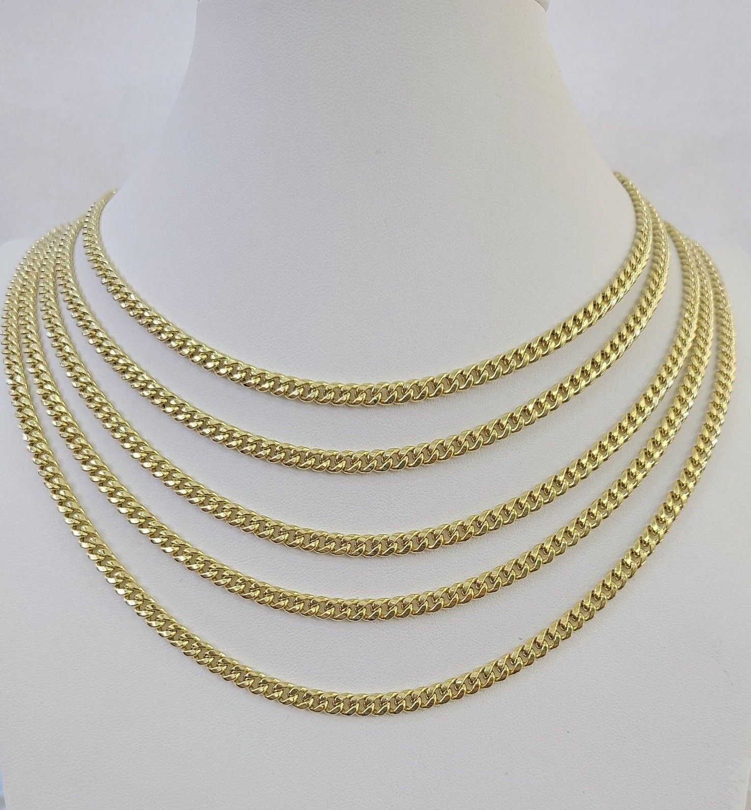 14k Gold 5mm Miami Cuban Link Chain Yellow Gold Necklace 18" - 30" Inches Real - Reva Jeweler